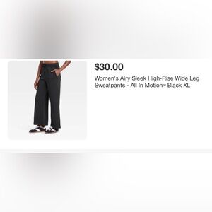 Women's Airy Sleek Black Wide-Leg Sweatpants All In Motion